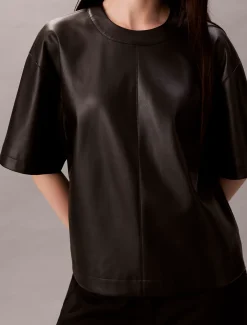 Imitatieleren boxy T-shirt