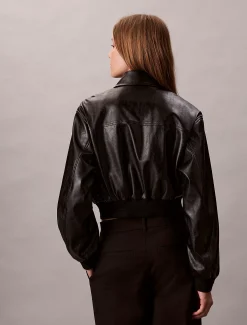 Imitatieleren cropped bomberjack