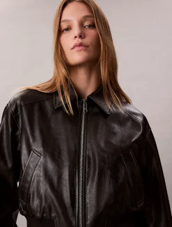 Imitatieleren cropped bomberjack