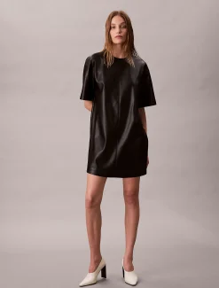 Imitatieleren jurk met korte mouwen