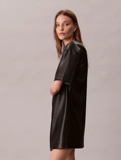 Imitatieleren jurk met korte mouwen