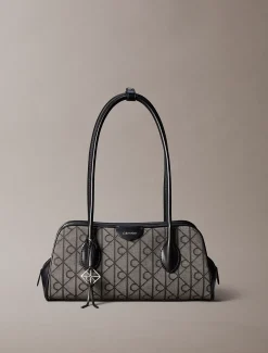 Jacquard schoudertas met embleem