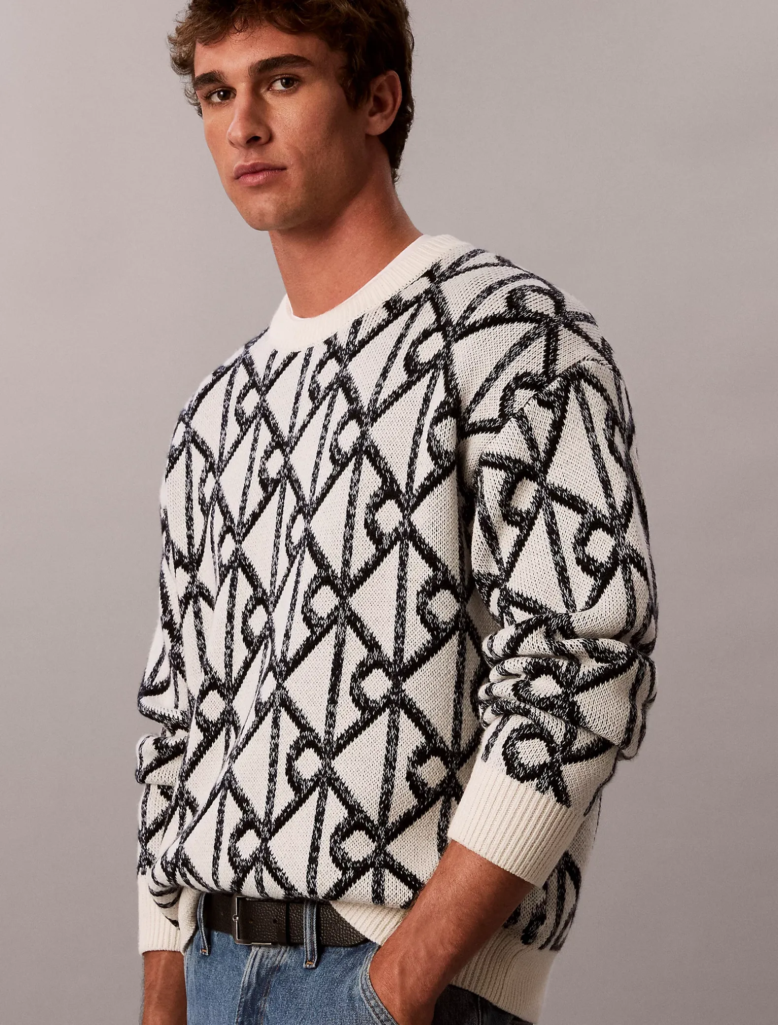 Jacquard trui met logo van wolmix