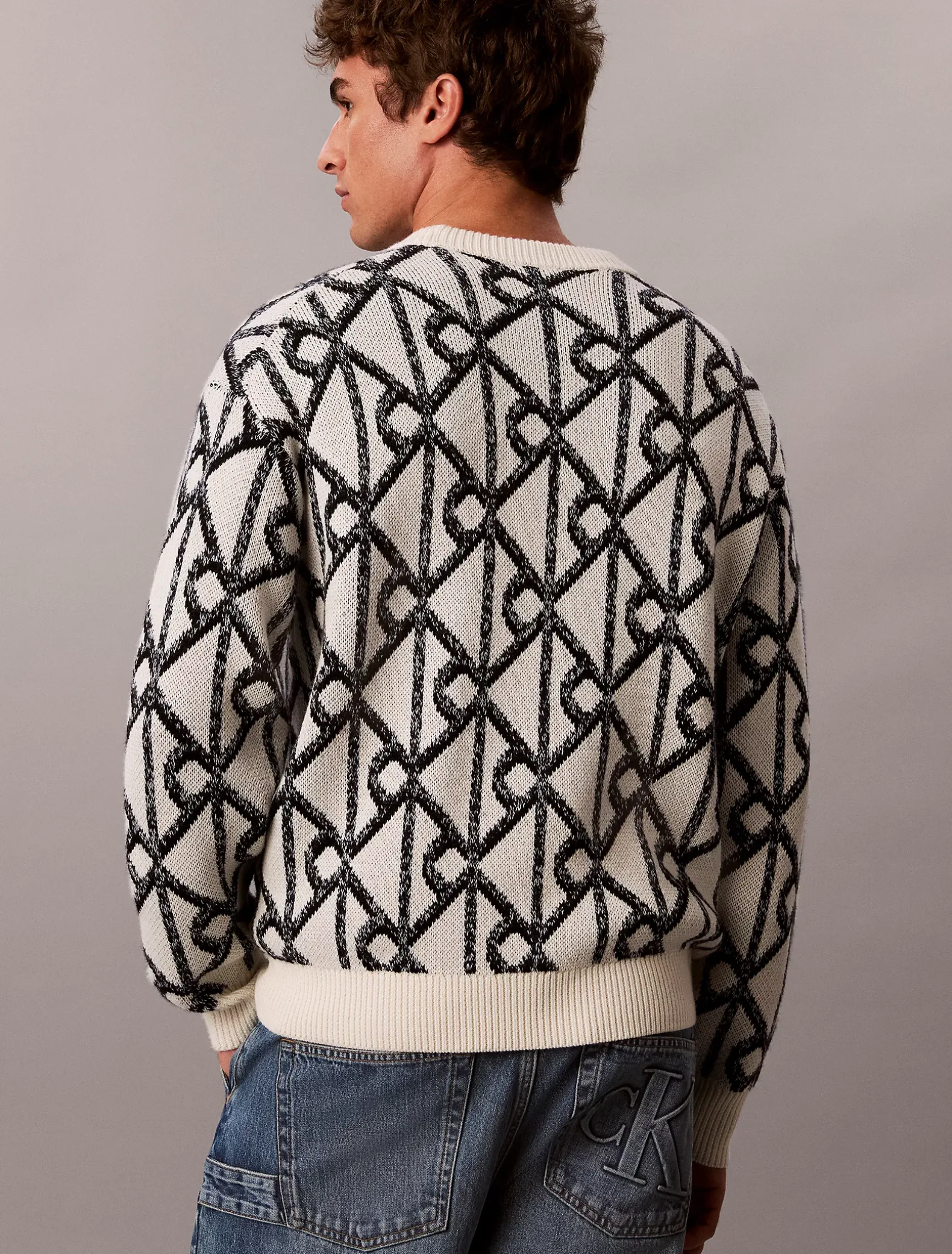 Jacquard trui met logo van wolmix
