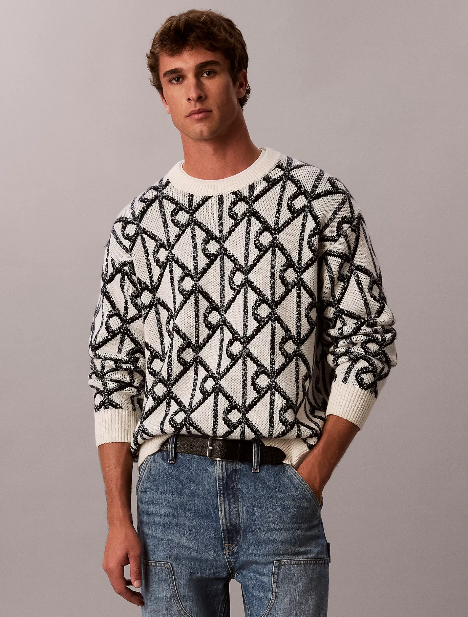 Jacquard trui met logo van wolmix