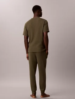 Joggingbroek met geborstelde wafelstof