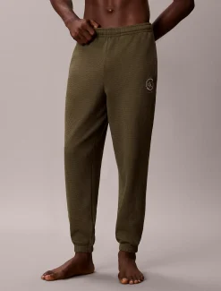 Joggingbroek met geborstelde wafelstof