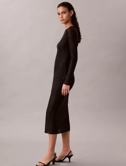Kanten maxi-jurk met all-over embleem logo