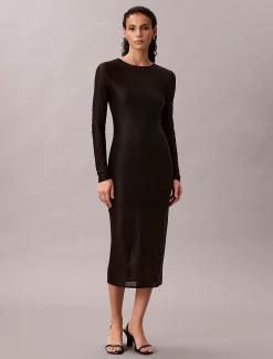 Kanten maxi-jurk met all-over embleem logo