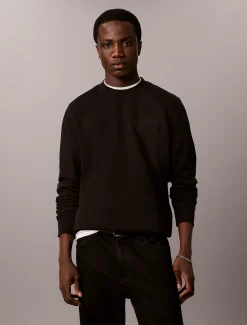 Katoenen fleece sweatshirt met reliëf