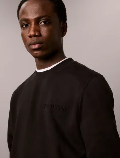 Katoenen fleece sweatshirt met reliëf