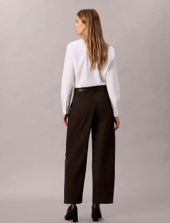 Katoenen stretch-twill broek met wijde pijpen