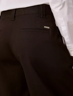Katoenen stretch-twill broek met wijde pijpen