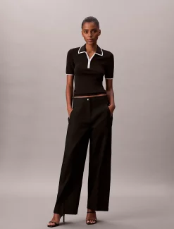 Katoenen twill logo tape broek