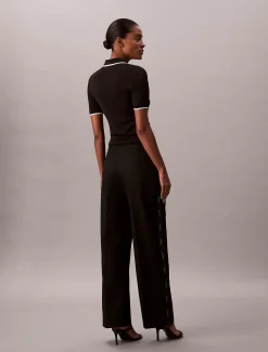 Katoenen twill logo tape broek