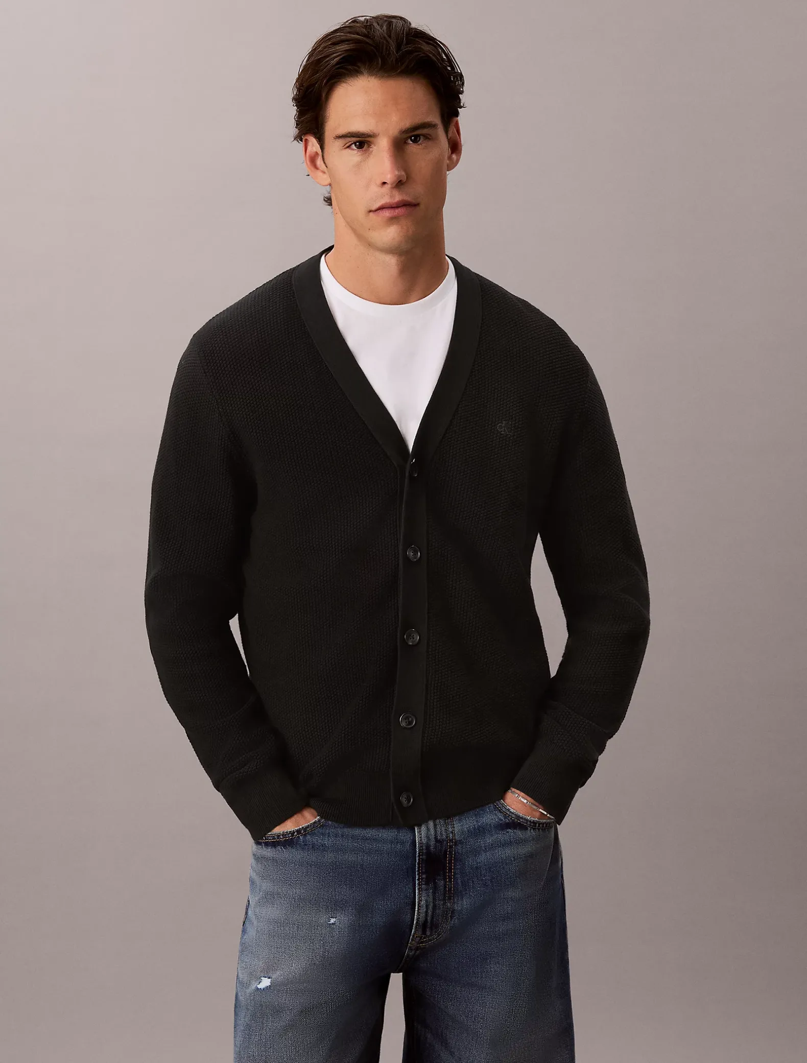 Katoenen vest met relaxte pasvorm en textuur