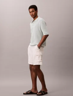 Katoenen wafelgebreid poloshirt