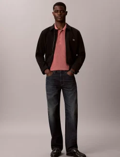 Katoenen wafelgebreid poloshirt