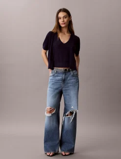 Katoengebreide twinset met korte mouwen