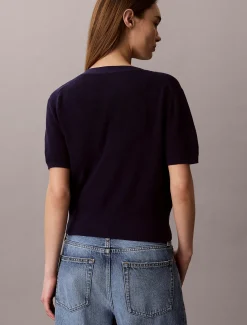 Katoengebreide twinset met korte mouwen