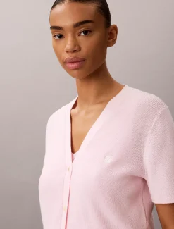 Katoengebreide twinset met korte mouwen
