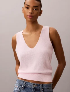 Katoengebreide twinset met korte mouwen