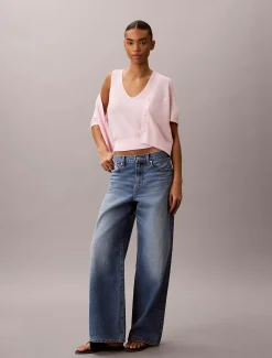 Katoengebreide twinset met korte mouwen