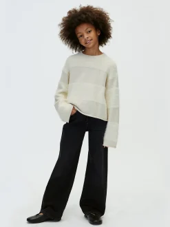 Kinderjeans met hoge taille en wijde pijpen