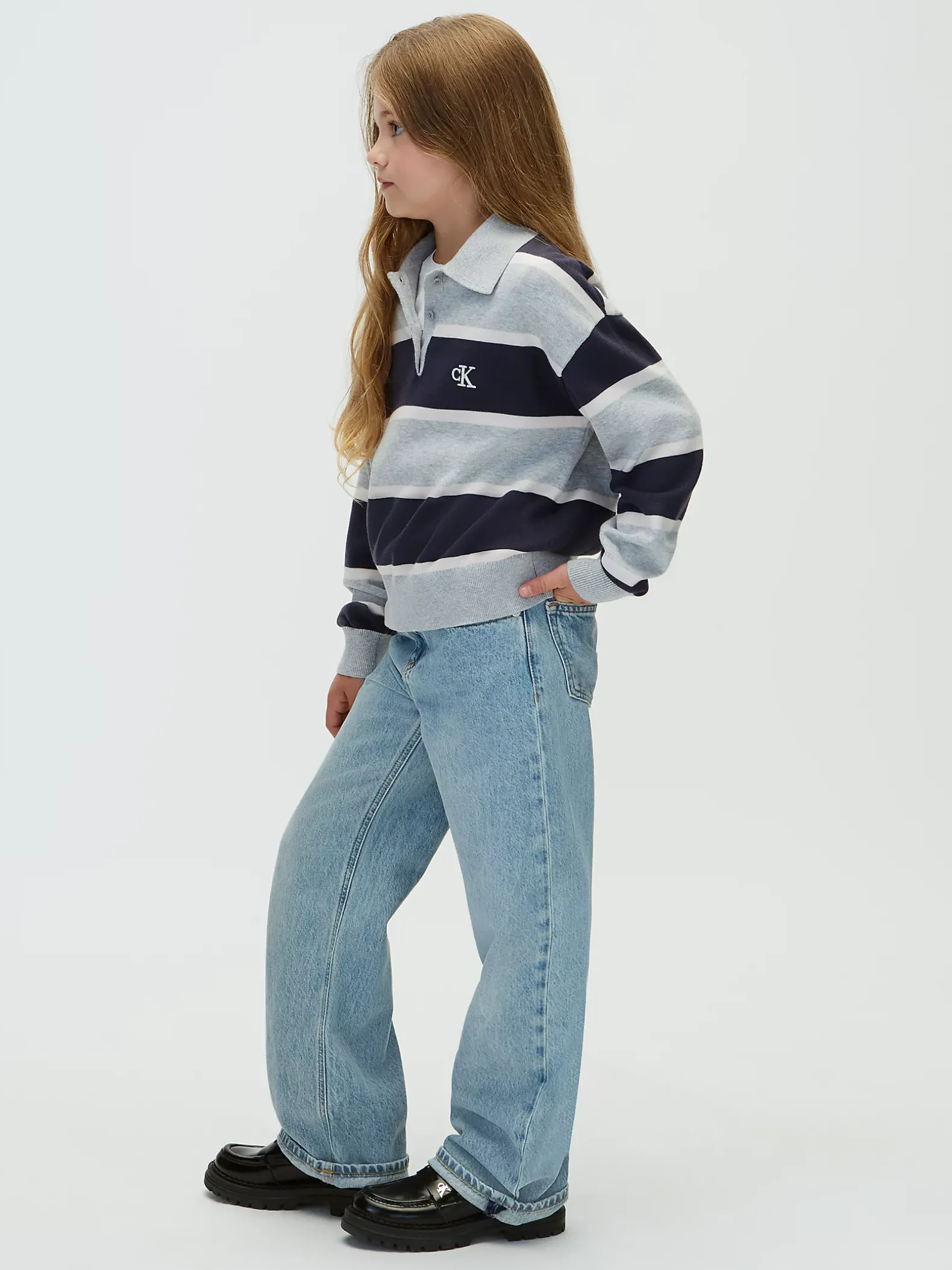 Kinderjeans met hoge taille en wijde pijpen
