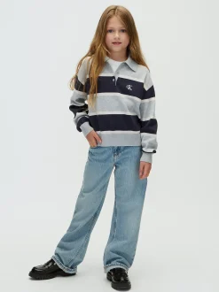 Kinderjeans met hoge taille en wijde pijpen