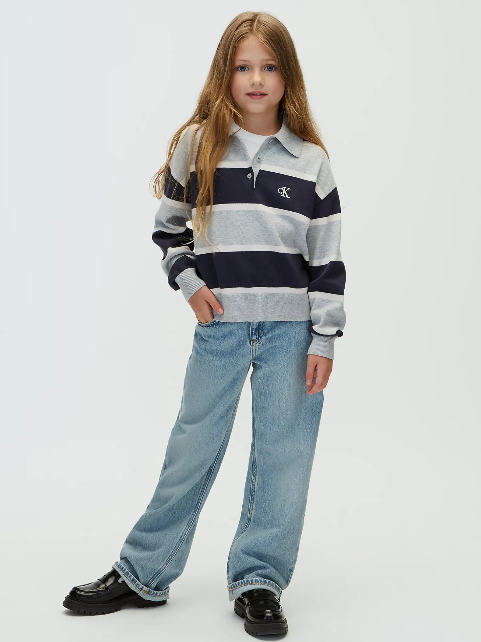 Kinderjeans met hoge taille en wijde pijpen