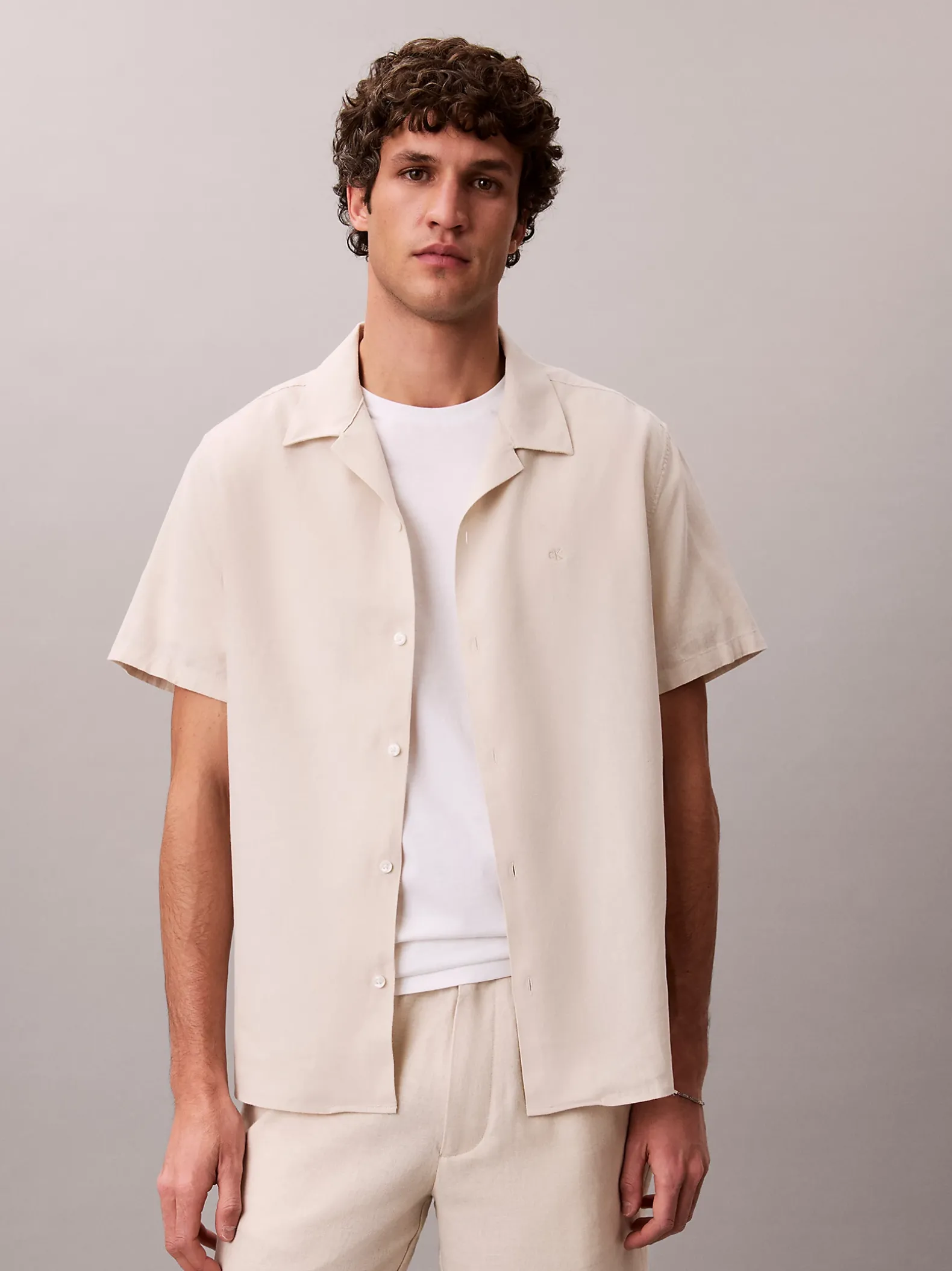 Klassiek button-down overhemd van linnenmix