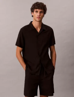 Klassiek button-down overhemd van linnenmix