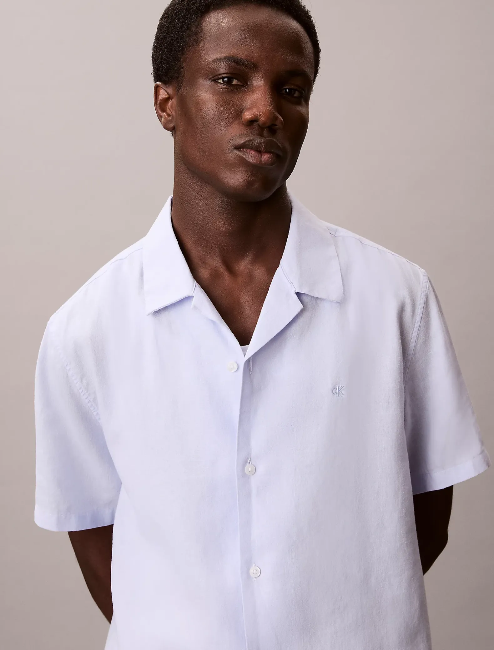 Klassiek button-down overhemd van linnenmix