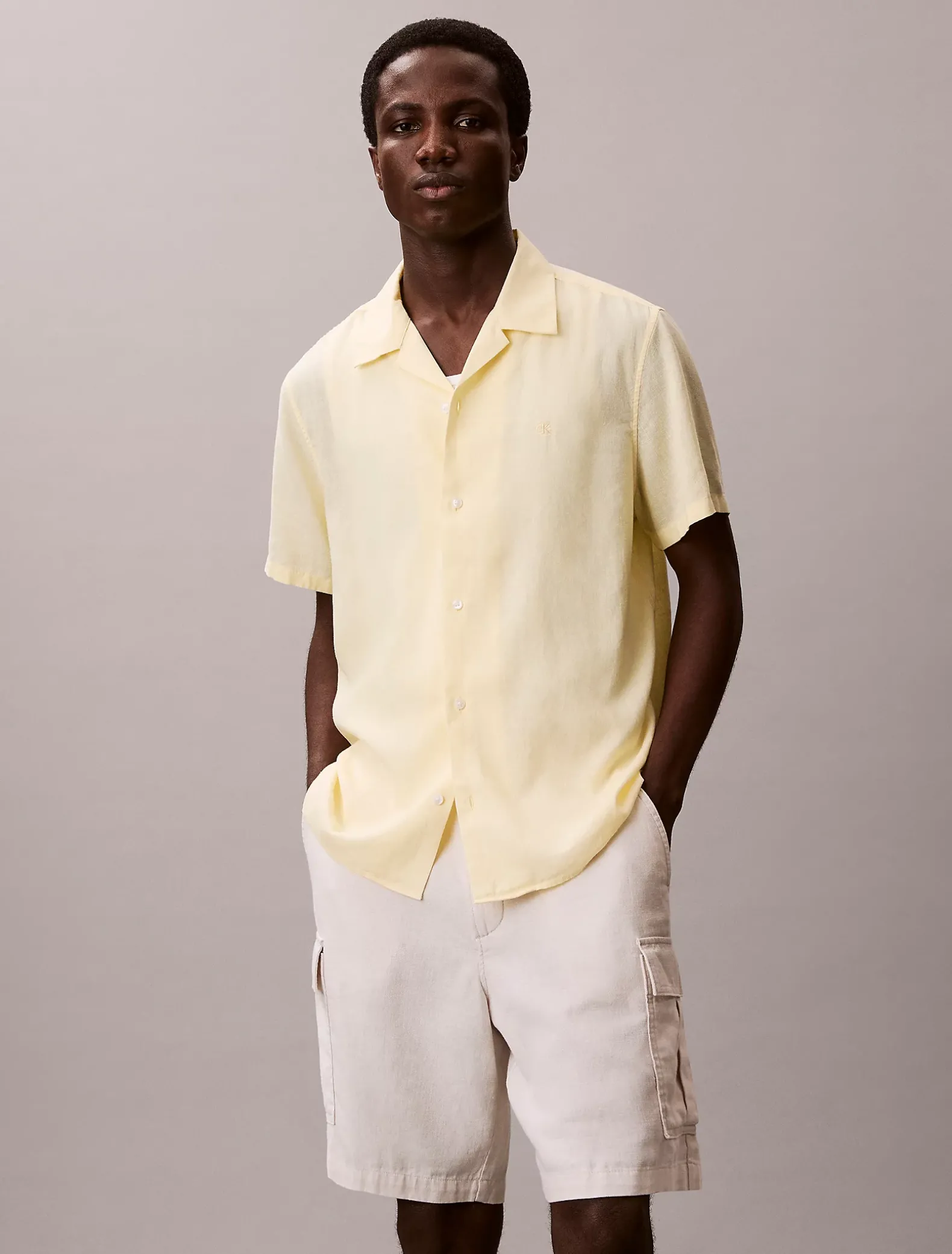 Klassiek button-down overhemd van linnenmix