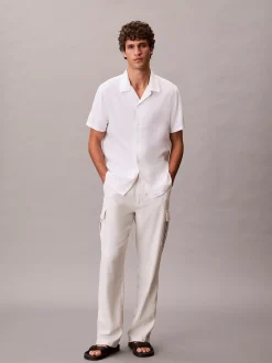 Klassiek button-down overhemd van linnenmix