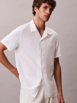 Klassiek button-down overhemd van linnenmix