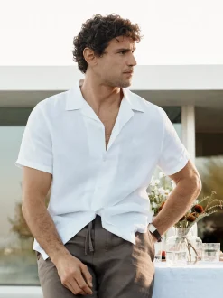 Klassiek button-down overhemd van linnenmix