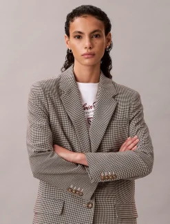 Klassieke blazer van technisch geverfd garen