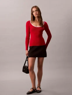 Klassieke sweater met ronde hals van katoenmix