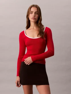 Klassieke sweater met ronde hals van katoenmix