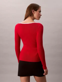 Klassieke sweater met ronde hals van katoenmix
