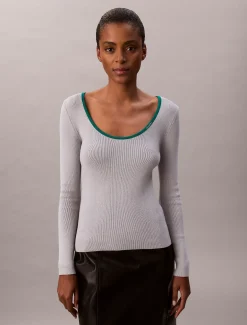 Klassieke sweater met ronde hals van katoenmix