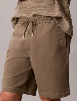 Korte broek met trekkoord van katoen canvas