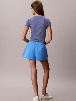 Korte joggingbroek van gewassen badstofkatoen