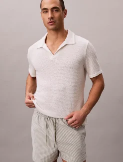 Korte zwemshort met trekkoord - Seersucker
