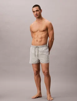 Korte zwemshort met trekkoord - Seersucker