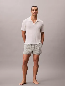 Korte zwemshort met trekkoord - Seersucker