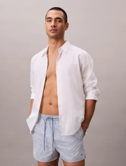Korte zwemshort met trekkoord - Seersucker