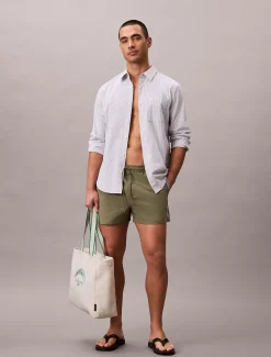 Korte zwemshort met trekkoord - Logo Tape